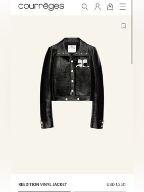 Courrèges Black Cropped Vinyl Logo Jacket